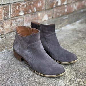 Gray Suede Leather Brolley Booties